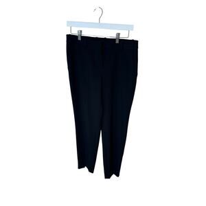 St John Caviar Black Flat‎ Front Straight Leg Dress Pants Women Size 6